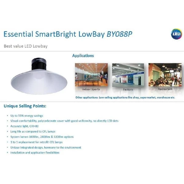 Low Bay Light PHILIPS SmartBright LED BY088P 20W OL - 1600lm - Cool White